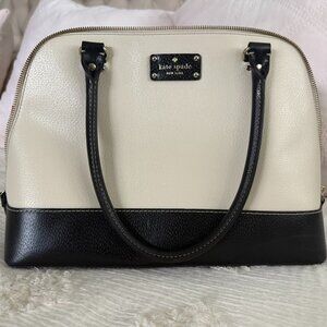 Kate Spade Classic Ivory and Black Satchel Bag w/ Red Interior